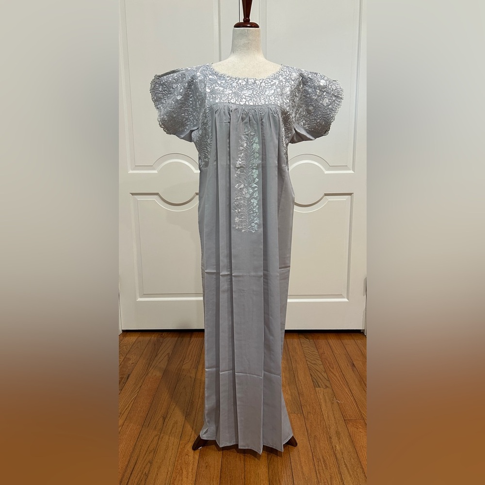 San Antonino Maxi Dress,Oaxaca Mexican dress.Hand Embroidered with Silk Threads.
